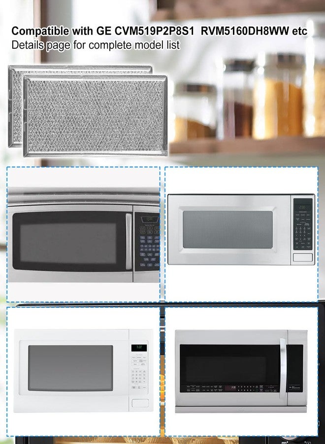 HUQUZN 6 فلاتر شحوم للميكروويف مقاس 11.5 بوصة، مناسبة لأفران الميكروويف GE CVM519P2P8S1 و Hotpoint RVM5160DH8WW، بديلة للأرقام WB02X35491 و AP6985256 و PS12749195 و EAP12749195، قطعتان - Image 4
